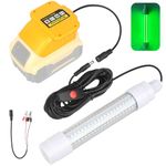 Krythonix Underwater Green Fishing Light Compatible with Dewalt 20V Battery,Fishing Lights LED Underwater for Crappie and Squid Attracting,13W,1512 lumens,Green Dock Light(No Battery)