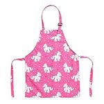 TOPWAYS Cartoon Canvas Kids Aprons, Adjustable Neck Children's Apron for Cooking Baking Painting Wear (pink unicorn apron)