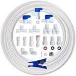 ESHIONG NSF Certified 1/4" O.D. Push to Connect Fittings for RO (Reverse Osmosis) Water Filter（ Fridge Installation Kits）20 pcs+30 feet 1/4" Water tubing.