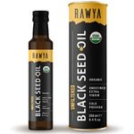 RAWYA Black Seed Oil, Organic, Unfiltered, 250 ml, Cold Pressed, Glass Bottle, Nigella Sativa Oil, Non-GMO, Black Cumin Seed Oil, also known as Kalonji Oil, Nigella Oil