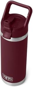 YETI Rambler 18 oz Bottle, Vacuum Insulated, Stainless Steel with Color Matching Straw Cap, Wild Vine Red