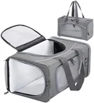 Petsfit Pet Carrier Airline/TSA Approved Small Dogs, Kitten, Carriers for Small Medium Cats Under 15lb, Collapsible Soft Sided Cat Travel Carrier-Grey,19" Lx9 Wx12 H