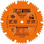 CMT P10050 ITK Plus Combination Saw Blade, 10 x 50 Teeth, 1FTG+ 4ATB Teeth with Shear with 5/8-Inch bore