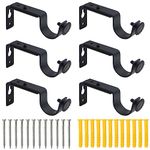 6 Pcs Curtain Pole Brackets, Scettar Adjustable Curtain Bracket, Heavy Duty Curtain Rail Brackets, Metal Curtain Rod Holders with Screws for Bedroom, Office, Bathrooms