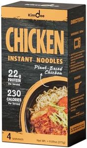 Kimdee Instant Raman Noodles, Plain-noodles, Chicken Flavor, Beef Flavor, Vegetable Flavor Plant-Based Protein, Vegan, Non-Fried, 22g Protein Per Serving, 9.59oz, 4 Servings (Chicken)