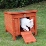 BUNNY BUSINESS Rabbit/Guinea Pig/Cat Wooden Hide House Run Hide Shelter- 50 x 42 x 43cm, RED