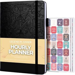 Legend Planner Hourly Schedule – Weekly & Daily Organizer with Time Slots. Appointment Book Journal for Work, Undated, A5 (Black)