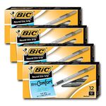 Bic Ultra Round Stic Grip Ball Point Pens, Medium Point, 1.2 mm, Black Ink (48 Pens)