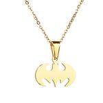 Bat Necklace for Men Women Gothic Charm Gold Stainless Steel Hip Hop Anime Bat Necklace Halloween Cosplay Jewelry (Gold)