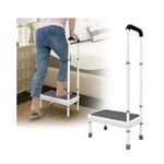 Step Stool with Handle for Elderly Medical Step Stools Seniors Handicap High Beds Mobility Platform Steel Foot Steps with Handrails Ramp Assist for Car, Bedside, Shower, Bathtub (400 LBS) (Gray, 45cm)