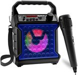 Risebass Portable Karaoke Machine with Microphone with Party Lights for Kids and Adults - Rechargeable USB Speaker Set with Bluetooth, FM Radio SD/TF Card, AUX-in, Birthday Gift for Boys and Girls