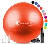 Exercise Ball for Yoga, Balance, Stability from SmarterLife - Fitness, Pilates, Birthing, Therapy, Office Ball Chair, Classroom Flexible Seating - Anti Burst, No Slip, Workout Guide