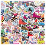 100 Packs Roller Skating Stickers Water Bottles Laptop Phone Motorcycle Computer Guitar Skateboard Hydroflasks Roller Skates Vinyl Sticker Waterproof Aesthetic Trendy Decals for Teens Girls Adults