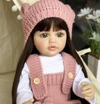 Ramokdu Reborn Baby Dolls Baby Soft Body Realistic Sound with Sensor & Activities! Lifelike Full Vinyl Silicone Body Reborn Baby Girl Doll Toy Princess Toddler Bebe with Brown Long Hair Gift