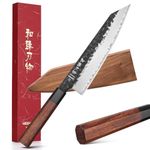 HEZHEN- 8.3” Chef Knife, 3 Layers High Carbon Clad Steel Kiritsuke Knife, Composite Forging Steel, Professional Japanese Kitchen Knife, Redwood Octagonal Handle with Wooden Knife Sheath