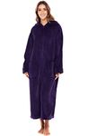 Alexander Del Rossa Women's Zip Up Fleece Robe with Hood, Warm Loose Bathrobe, Large-XL Purple (A0476PURXL)