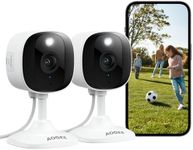 AOQEE 2K Cameras for Home Security-Outdoor/Indoor Camera for Dog/Cat/Pet/Nanny/Baby, Color Night Vision, White Light, Siren, 24/7 SD Recordings, Works with Alexa/Google Home, C1-White-2P (2.4Ghz WiFi)