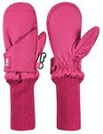 N'Ice Caps Kids Toddler Baby Waterproof Mittens - Thinsulate Easy-On Wrap Winter Snow Gloves, Fuchsia Extended Cuffs, 1-2 Years
