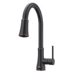 Pfister Pfirst Series Kitchen Faucet with Pull-Down Sprayer, Single Handle, High Arc, Tuscan Bronze Finish, G529PF2Y