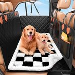IJVAE Hard Bottom Car Seat Cover for Dog swith Removable Soft Blankets,Scratch-Proof and Anti-Slip Car Dog Hammock for Large Dogs White for Crew Cab Trucks F150