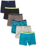 Calvin Klein Boys Underwear Cotton Boxer Briefs, 6 Pack, Castlerock Grey/Moon Blue/Black Iris/Camo/Heather Grey/Black, L