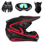 TTMiku Motocross ATV Helmet + Goggles + Gloves + Mask, Youth Adults Dirt Bike BMX 4-Wheeler Off Road Motorcycle Moto Casco Casque, DOT Approved, Red, XL