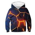 QURYPOMO Boys Hoodies Kids 3D Sweatshirt Casual Hooded Pullover Novelty Pattern Printed Long Sleeve Top with Pocket Blue 10-12 Years