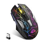 Wireless Gaming Mouse Rechargeable with Silent Rainbow RGB Backlit,2.4G USB Nano Receiver Optical Sensor 3 Level DPI,Ergonomic Gamer Laptop High Performance PC Mice for Windows/Mac/Vista(Star Black)