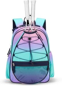 Choco Mocha Kids Tennis Bag for Girls, 16 Inch Youth & Junior Tennis Backpack with Shoe Compartment, Holds 2 Rackets (21–23 Inch), Purple Blue