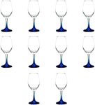 DISCOUNT PROMOS Rioja Wine Glasses with Stem 10 oz. Set of 10, Bulk Pack - Color Bottom, Perfect for Wedding, Party Favors, Birthday, Bridal Shower Gifts - Blue