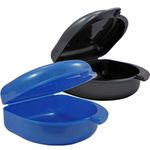 2 x Gum Shield Case - Mouthguard Box for Ortho Retainers, Sports Dental Appliances, Dentures & More (Blue & Dark Grey)