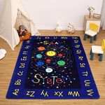 GlowSol Kids Playroom Rug Outer Space Area Rug Educational Galaxy Planets Carpet Non Slip Play Mat Soft Non-Shedding Rug for Toddlers Baby Crawling Kids Rug for Bedroom, 5 7 Feet