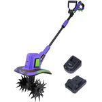 WEECONACO 20V Cordless Tiller Cultivator,48 Steel Tines Garden Tiller,8.6 inch Wide Battery Powered Garden Cultivator,(2AH Battery and Charger Included)