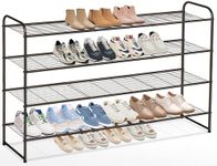 AOODA 4 Tier Long Shoe Organizer for Closet, Wide Stackable Metal Shoe Rack for Entryway, Bedroom, Floor, Shoe Shelf Storage Organizer Holds 30 Pairs of Men Sneakers (Bronze)