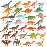 SULOLI 32PCS Assorted Miniature Dinosaur Toy Figures For dinosaur party bags fillers Kids 3+