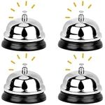 Belle Vous Chrome Service Bell (4 Pack) - 6.2cm / 2.44 inches Diameter - Metal Silver Call Bell for Hotel Reception Desk, Concierge, Restaurant, Bar, Kitchen Porter, Schools, Hospitals, and Warehouses