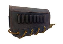 Leather Gun Buttstock Cheek Rest pad with Rifle Shell Holder Ammo Cartridge 30-06, 30-30, 223, .308 (Right Hand : Dark Brown)