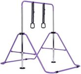 LN COZY CORNER Gymnastics Bar,Adjustable Horizontal Bar Gymnastics Training Kip Bar Gymnastics Equipment for Home Indoor outdoor (With Rings, Purple)
