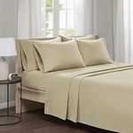 Comfort Spaces Cotton Flannel Breathable Warm Deep Pocket Sheets With Pillow Case Bedding, Cal King, Solid Tan