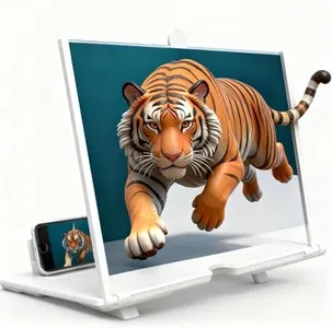 2026 New Version Mobile Phone Magnifier Projector Screen,Upgrade 3D HD Magnifying Projector Screen Enlarger for Movies,Videos and Game Foldable Holder Stand Compatible with All Phones (White, 12 inch)