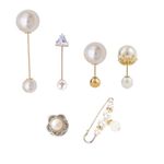 6 Pieces Artificial Pearl Brooch Women Shirt Brooch Buttons Cover up Button Pearl Safety Pins Anti-Exposure Neckline Safety Pins Sweater Shawl Clips for Women Girls Wedding Party Decorations