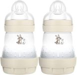 MAM Easy Start Colours of Nature Self Sterilising Anti-Colic Baby Bottle (2 x 160 ml Bunnies), Slow Flow MAM Teats Size 1, Reduced Colic Baby Bottle , Newborn Essentials