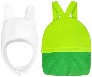 GZHOK Hat and Green Backpack Anime Costume Accessory Dress Up for Halloween Party Cosplay, White, kid-1