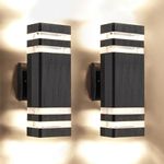 OUTKEIEI Outdoor Light Fixture, LED Modern Black Exterior Light Wall Mount, Simple Porch Light Aluminum Outdoor Wall Sconce Waterproof Outside Lights for House 2-Pack