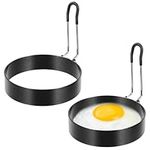 Dimeho 2 Pack Nonstick Egg Rings Stainless Steel Frying Egg Pancake Cooking Mold Round Crumpet Circle Shaper Maker English Muffins Griddle Cooker for Camping Breakfast Burger Sandwich