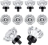 SHINY HANDLES 8 Pcs Glass Knobs Vintage Crystal Glass Drawer Pulls Knobs Dresser Knob Cabinet Knobs,Matte Black, 1.5x1.4inch,3 Types Screws,8pcs/Pack, Factory Supply