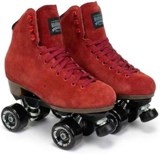 Sure-Grip Boardwalk Unisex Outdoor Roller Skates with Retro Leather Boots and 82A Wheels (Cherry, Mens 9 / Womens 10)