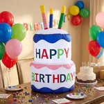 Sunnydaze 4-Foot Happy Birthday Cake Inflatable Decoration - Fan Blower and LED Lights