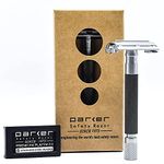 Parker 74R Butterfly Open Double Edge Safety Razor for Men and Women with 5 Parker Platinum Blades, New for Spring 2021 (Graphite)