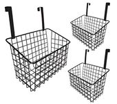 Styleys Multifunctional Storage Basket Kitchen Storage Rack Over The Cabinet Door Wire Storage Basket, S11102 - Black, Pack of 3